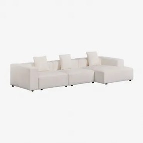 Divano Componibile Chaise Longue Destra 3 Pezzi (↔︎375 Cm) Bruna Bouclé Blanco - Sklum