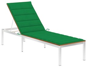 Sdraio Con Cuscino İn Legno Massello Di Acacia E Acciaio Inox /