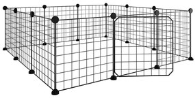 Gabbia per animali 12 pannelli con porta nero 35x35 cm acciaio