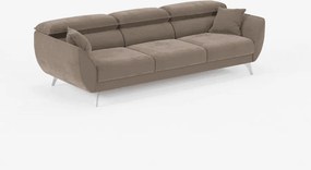 Michelangelo 4 Posti – Divano con 3 sedute estensibili e poggiatesta reclinabili in elegante tessuto vellutino smacchiabile T30