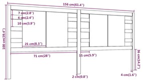 Testiera per Letto Bianca 156x4x100cm in Legno Massello di Pino