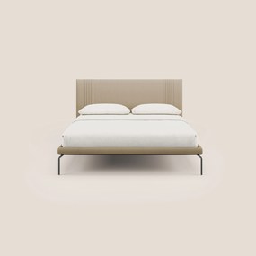 Finn letto imbottito con piedi alti in metallo in tessuto smacchiabile T05 beige