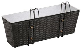 Set Fioriera Trapezoidale in Rattan 2 pz 50 cm Nera per Balcone