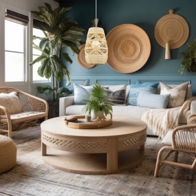 Lampadario a sospensione con filo ARONA 1xG9/9W/230V diametro 25 cm rattan