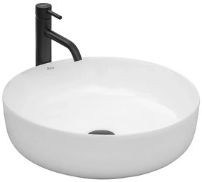 REA-U8493 - Lavabo da appoggio ELMA Ø 45 cm in ceramica, bianco lucido