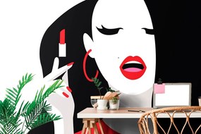 Carta da parati autoadesiva – Donna con rossetto