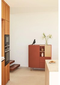 Cassettiera alta in rovere decorato in colore naturale mattone 100x45 cm Otto - Teulat