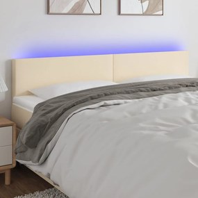 Testiera A Led Crema 160x5x78/88 Cm İn Tessuto /