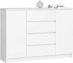 Credenza Soggiorno 2 Ante 4 Cassetti 140x40x100 Artika Bianca