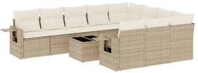 Set divani da giardino 11 pz con cuscini beige in polyrattan