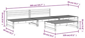 Set Salotto da Giardino 4 pz Nero in Legno Massello di Pino