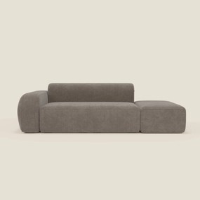 BonBon Divano modulare componibile – Composizione con pouf terminale in tessuto smacchiabile T23 talpa