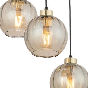 Lampadario LED a sospensione su cavo DEVI 3xE27/15W/230V nero/beige fumé