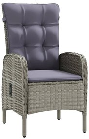 Set da pranzo da giardino 7 pz con cuscini grigio e nero