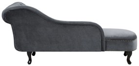Chaise longue destra in velluto grigio NIMES Beliani