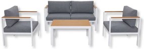 Salotto Alluminio Set Lounge 4 Pezzi - Struttura Resistente e Cuscini Sfoderabili