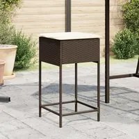 Sgabelli da Bar con Cuscini 2 pz Marroni in Polyrattan 368318