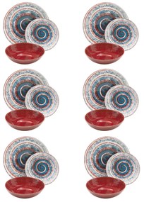 SET 18 PZ TAVOLA ECLISSE PORCELLANA ROSSO