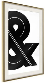 Poster  Ampersand (Black and White)  Cornice Quadri Cornice d'oro con passe-partout, Larghezza x Altezza Home decor 20x30