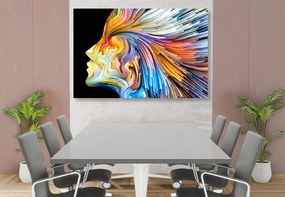 Quadro su tela – Profilo colorato di volto femminile