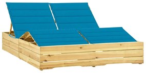 Lettino prendisole doppio e cuscini blu pino impregnato