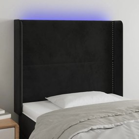 Testiera A Led Nera 83x16x118/128 Cm İn Velluto /