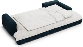 Divano angolare color petrolio allungabile/con contenitore (con penisola a destra/con chaise lounge) con rivestimento in velluto Linz – Cosmopolitan Design