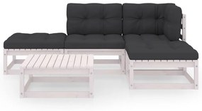 Set divani da giardino 5 pz con cuscini legno massello pino