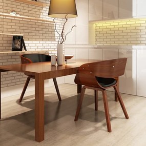 Sedie Da Pranzo 2 Pz Marroni İn Legno Curvo E Similpelle /
