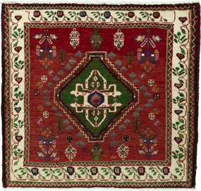 Shiraz Tappeto 60x60 Rosso (Iran) Annodato A Mano