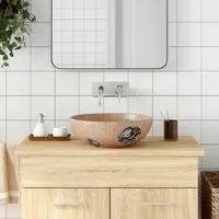 Lavabo da Appoggio Marrone e Blu Rotondo 41x14 cm Ceramica 155057