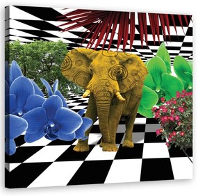 Quadro su tela, Elefante colorato  Dimensioni 40x40