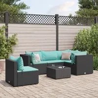 Set Mobili da Giardino 6 pz con Cuscini in Polyrattan Nero 3308164