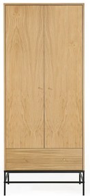 Armadio in rovere decorato in colore naturale 80x190 cm Flora - Woodman