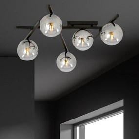 Lampadario da Soffitto in Acciaio e Vetro SMART 5 Nero 5xE14