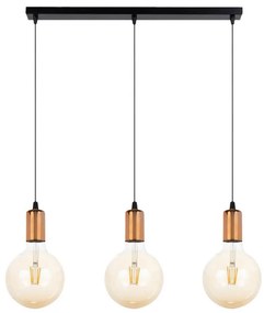 Lampadario a sospensione con filo MIROS 3xE27/60W/230V nero/rame