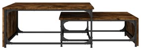 Tavolini impilabili 2pz rovere fumo legno multistrato e metallo