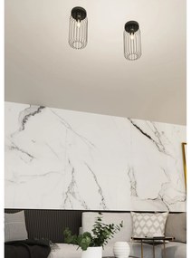 Plafonriera Minimal Industrial Vulcano 1 Luce Nera