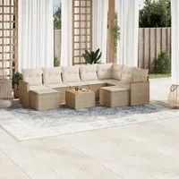 Set Divano da Giardino 10 pz con Cuscini Beige in Polyrattan 3226548