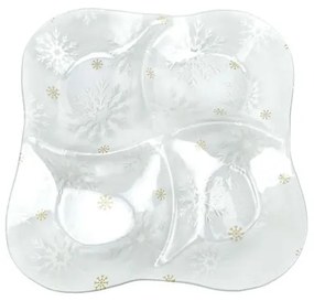 Piatto da portata in vetro a tema natalizio ø 28,5 cm Frosty Flakes – Dakls