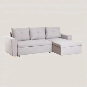 Divano Letto Chaise Longue 3 Posti In Tessuto Calvin Grigio Talpa Chiaro & Destra - Sklum