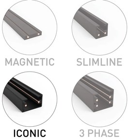 Sistema di illuminazione su binario moderno con 5 faretti in metallo canna di fucile monofase - Iconic Jeana