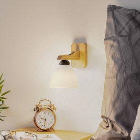 Lamkur Applique Haro con paralume in vetro, rovere/bianco