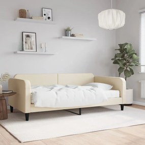 Divano Letto Con Materasso Crema 80x200 Cm İn Tessuto /