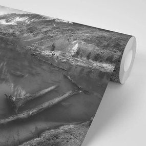 Carta da parati autoadesiva – Montagne maestose in bianco e nero
