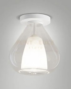 Lila plafoniera 1 luce trasparente in vetro con struttura in metall...