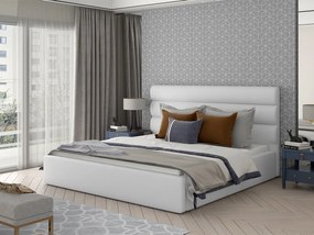 Letto matrimoniale con box contenitore Provenza - 180 x 200 cm , Ecopelle bianco