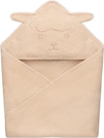 Lionelo - Asciugamano con cappuccio in mussola per bambini, colore Beige Cappuccino