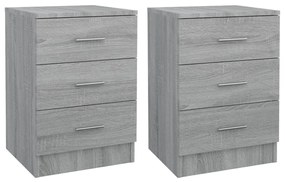 Comodini grigio sonoma 2 pz 38x35x56 cm in legno multistrato