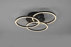 Circle plafoniera led 27w 3200lm, 2700 - 6000k nera 3 cerchi orien...
